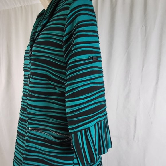 Come N See Button Green Black Striped Tunic Womens Small Jacket  - Picture 13 of 16